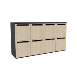 Schliessfachschrank Holz 4 Abteile, 2 Fächer...