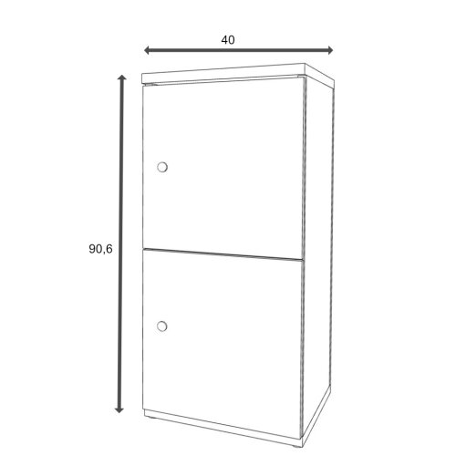 Schliessfachschrank 1 Abteil, 2 Fächer übereinander, Türen ohne Briefschlitz, Korpus: Weiss, Front: Anthrazit, Zylinderschloss