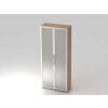 Glastürenschrank 5 Ordnerhöhen, 34,6 cm Tief Ahorn/ Silber