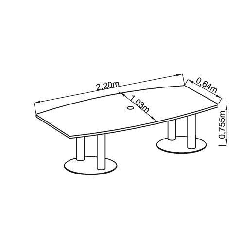 Konferenztisch 220 cm mit Säulenfuß