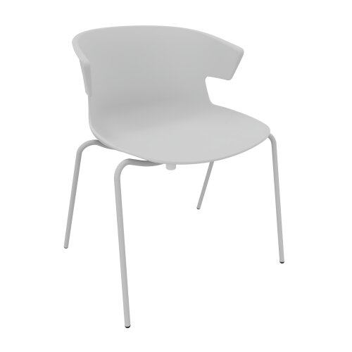 Design Besucherstuhl, Vierfussgestell: Chrom, Kunststoffschale: Grau, Sitz: ohne Polster