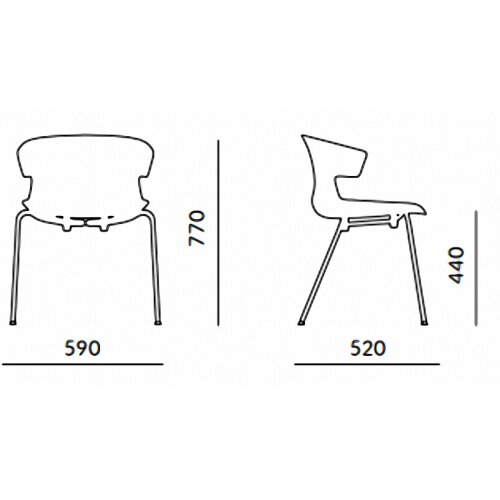Design Besucherstuhl, Vierfussgestell: Chrom, Kunststoffschale: Grau, Sitz: ohne Polster