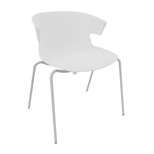 Design Besucherstuhl, Vierfussgestell: Chrom, Kunststoffschale: Weiss, Sitz: ohne Polster