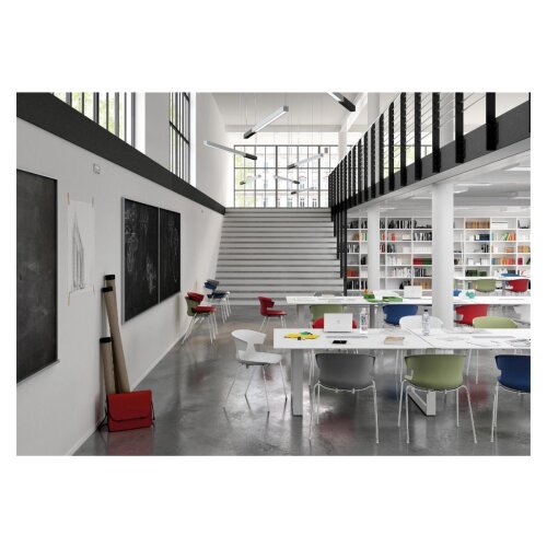 Design Besucherstuhl, Vierfussgestell: Chrom, Kunststoffschale: Weiss, Sitz: ohne Polster