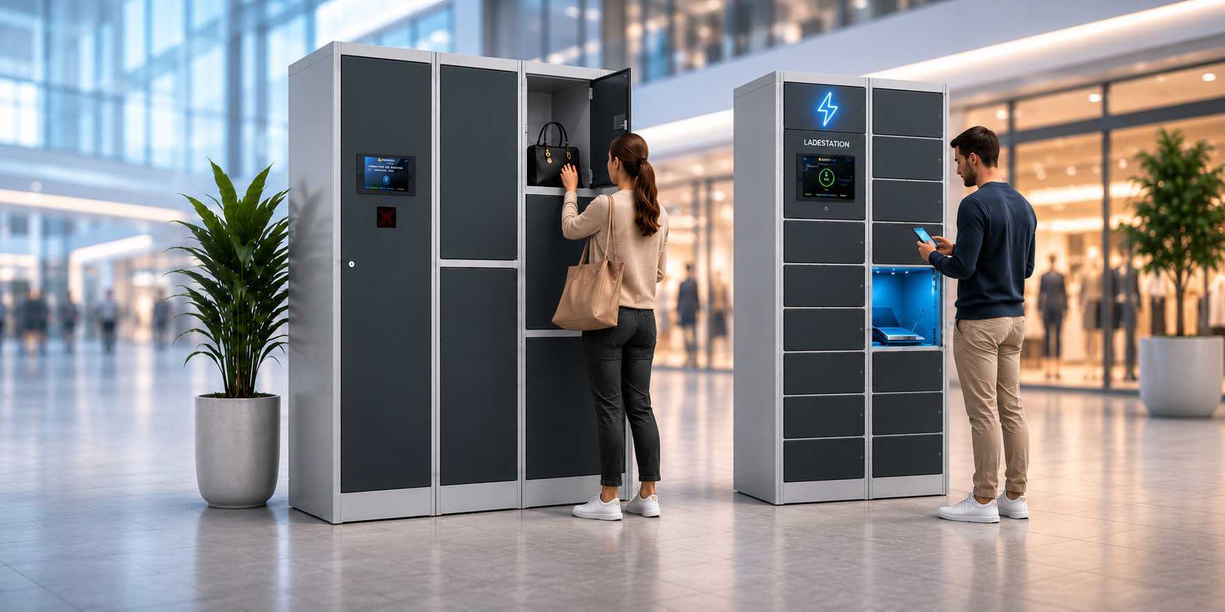 Smart Locker System – helle Variante mit verschiedenen Fachgrößen